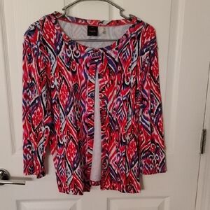 Rafaella Multicolor Abstract Button Down Sweater